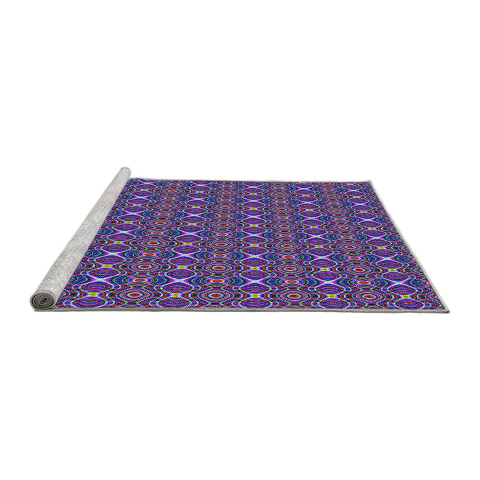 Serging Thickness of Machine Washable Transitional Bright Purple Rug, wshpat341