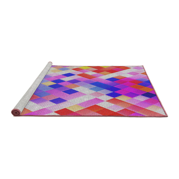 Serging Thickness of Machine Washable Transitional Medium Violet Red Pink Rug, wshpat3412
