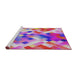 Serging Thickness of Machine Washable Transitional Medium Violet Red Pink Rug, wshpat3412