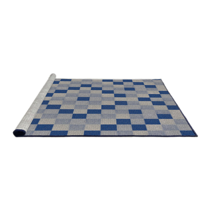 Serging Thickness of Machine Washable Transitional Azure Blue Rug, wshpat3413