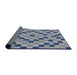 Thickness of Patterned Azure Blue Novelty Rug, pat3413