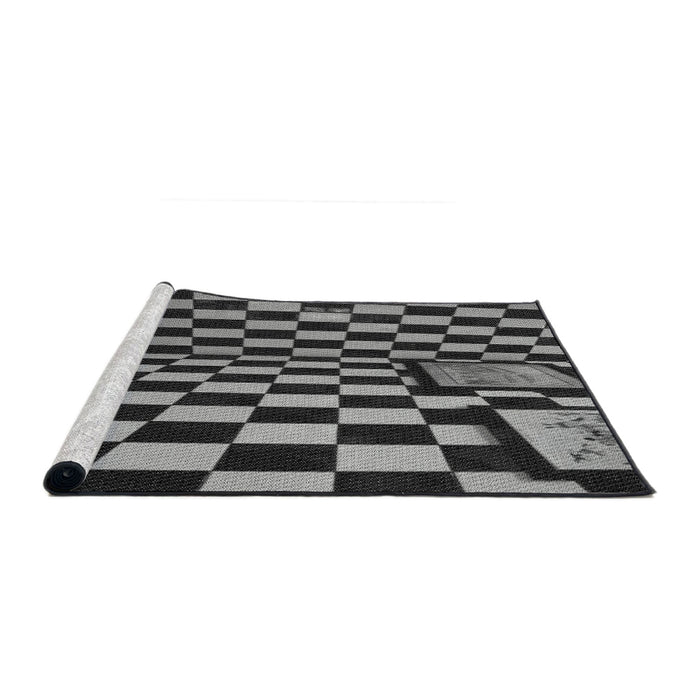 Serging Thickness of Machine Washable Transitional Dark Gray Rug, wshpat3415