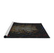 Serging Thickness of Machine Washable Transitional Black Rug, wshpat3419