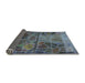 Thickness of Patterned Gunmetal Green Novelty Rug, pat3423