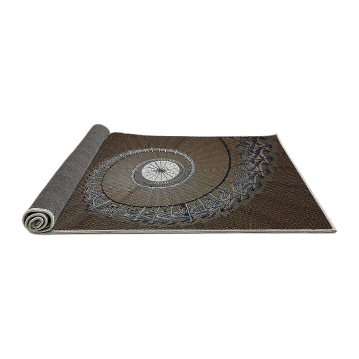 Thickness of Patterned Black Brown Novelty Rug, pat3428