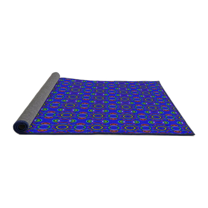 Thickness of Patterned Azure Blue Novelty Rug, pat343