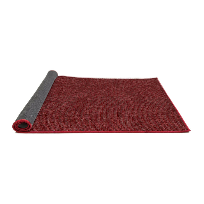 Thickness of Patterned Crimson Red Novelty Rug, pat3441