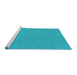 Serging Thickness of Machine Washable Transitional DarkTurquoise Green Rug, wshpat3454