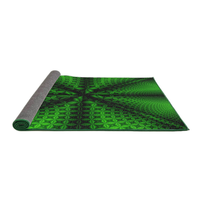 Thickness of Patterned Dark Forest Green Novelty Rug, pat346