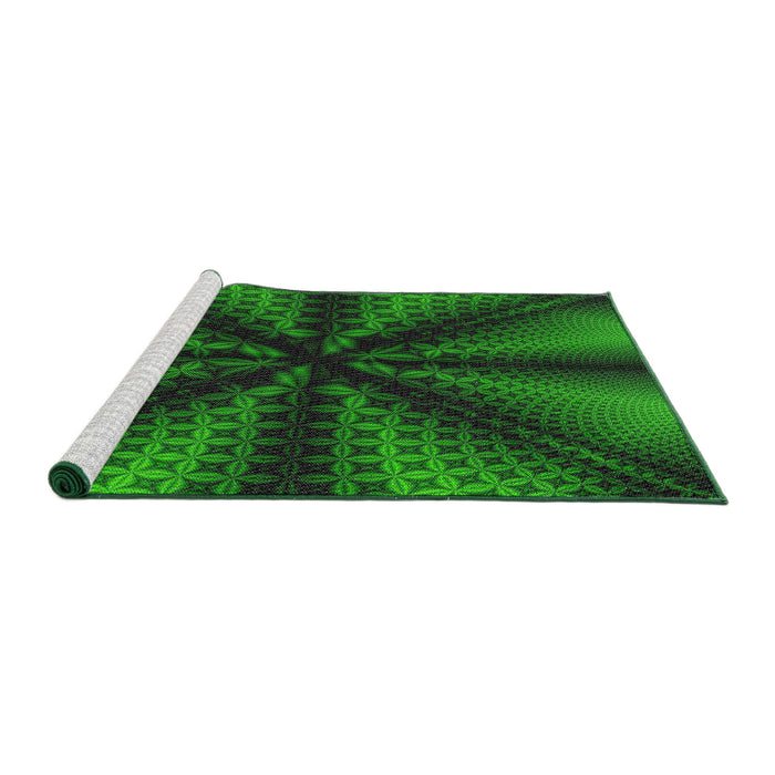 Serging Thickness of Machine Washable Transitional Dark Forest Green Rug, wshpat346