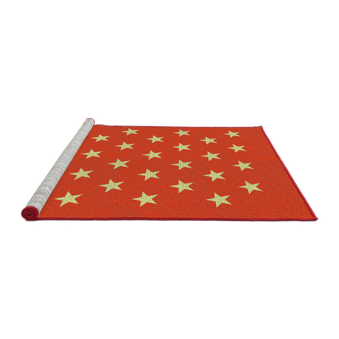 Serging Thickness of Machine Washable Transitional Orange Red Rug, wshpat3461