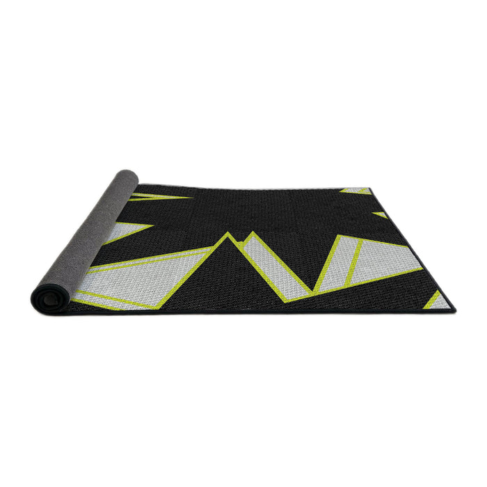 Thickness of Patterned Black Novelty Rug, pat3463