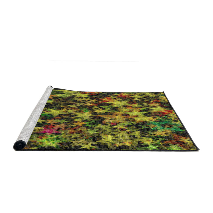 Serging Thickness of Machine Washable Transitional Night Red Rug, wshpat3466