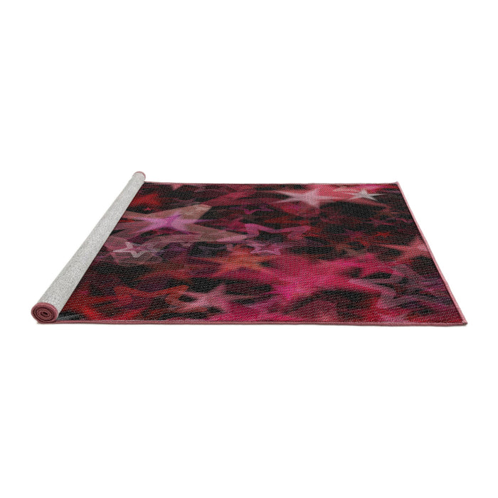 Serging Thickness of Machine Washable Transitional Raspberry Purple Rug, wshpat3467