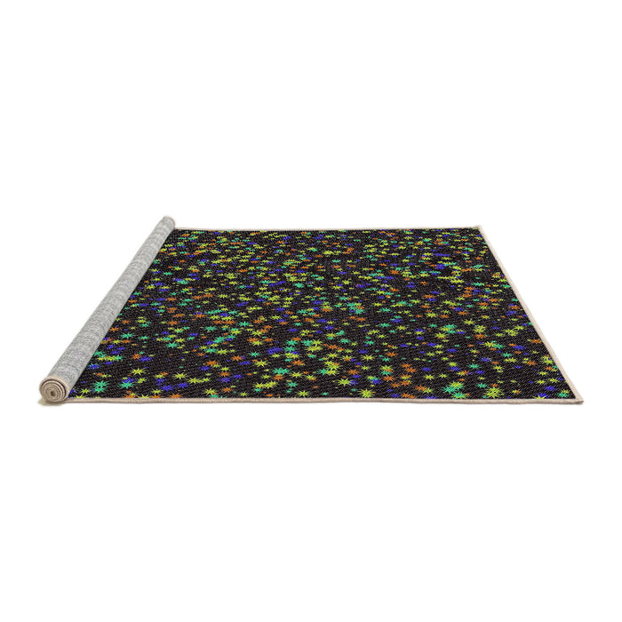 Serging Thickness of Machine Washable Transitional Black Rug, wshpat3470