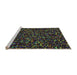 Serging Thickness of Machine Washable Transitional Black Rug, wshpat3470