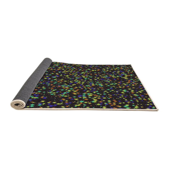 Thickness of Patterned Black Novelty Rug, pat3470