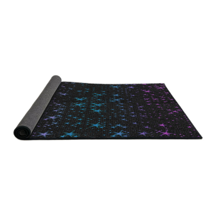 Thickness of Patterned Black Novelty Rug, pat3471