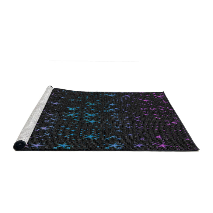 Serging Thickness of Machine Washable Transitional Black Rug, wshpat3471