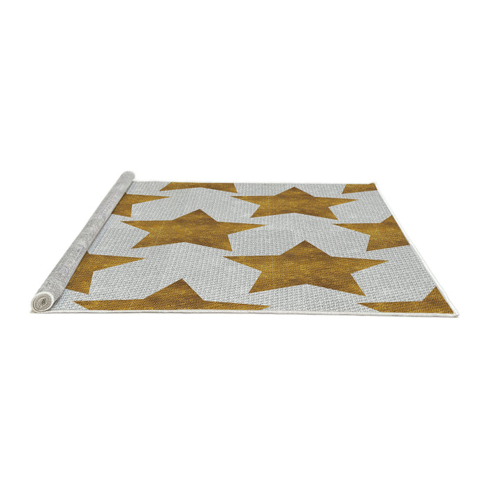 Serging Thickness of Machine Washable Transitional White Chocolate Beige Rug, wshpat3472