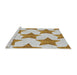 Serging Thickness of Machine Washable Transitional White Chocolate Beige Rug, wshpat3472