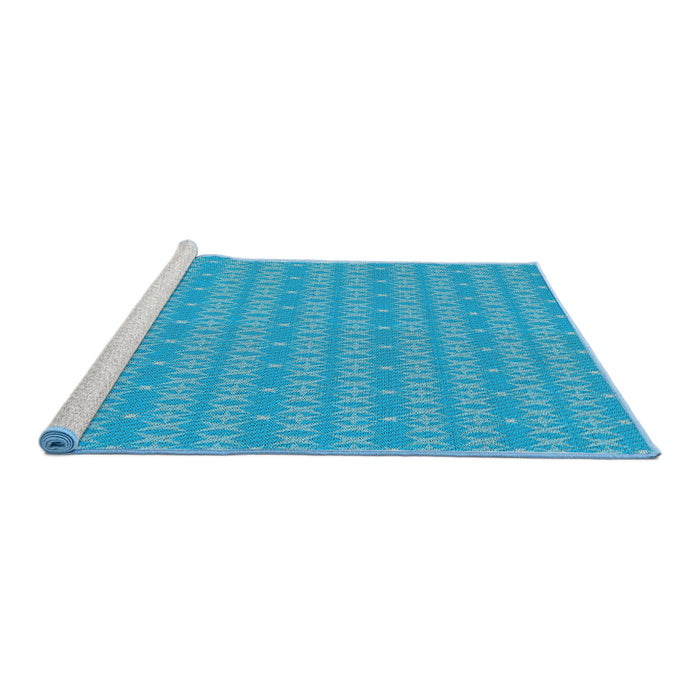 Serging Thickness of Machine Washable Transitional DeepSky Blue Rug, wshpat3481