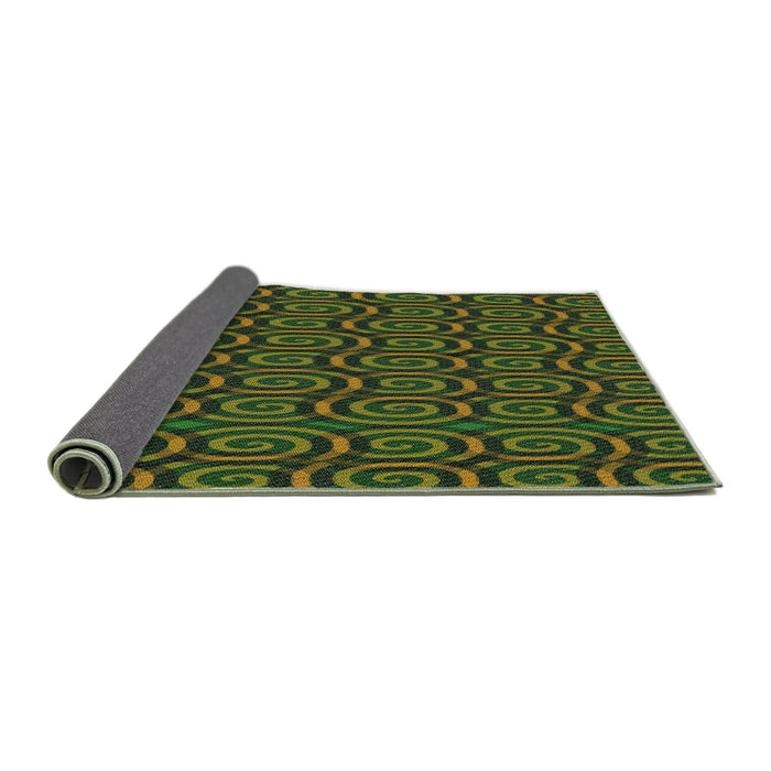 Thickness of Patterned Dark Forest Green Modern Rug, pat3484