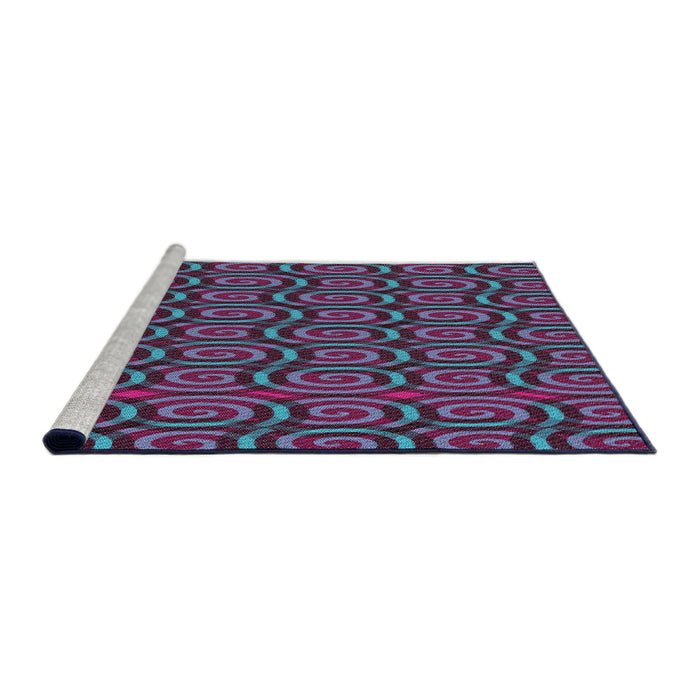 Serging Thickness of Machine Washable Transitional Light Purple Blue Rug, wshpat3485