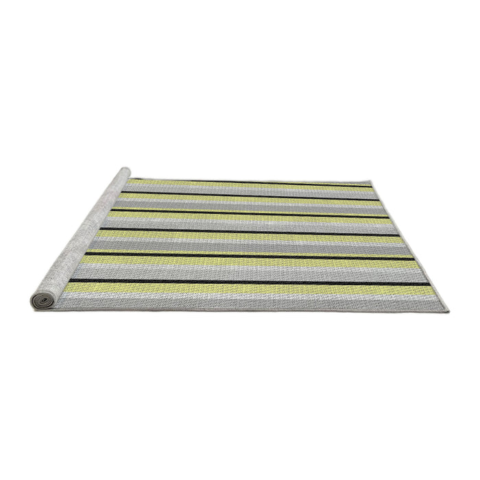 Serging Thickness of Machine Washable Transitional Army Brown Rug, wshpat3493