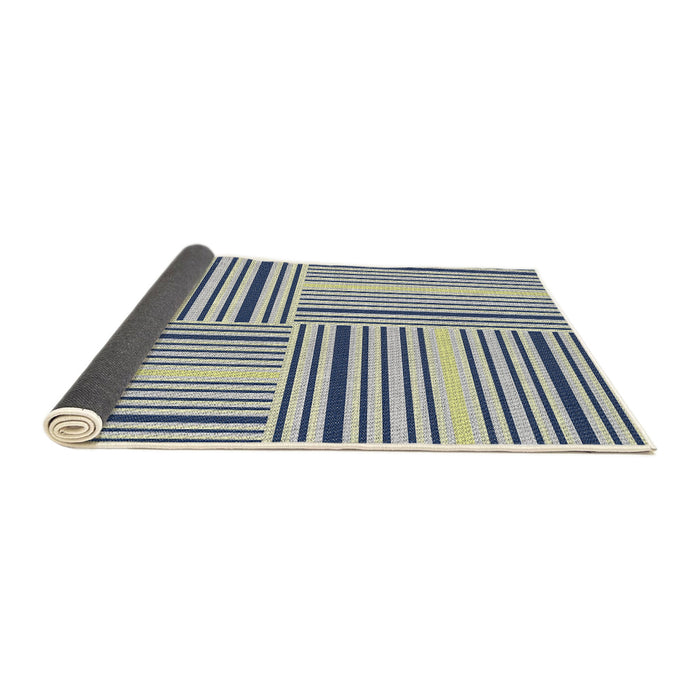 Thickness of Patterned Purple Navy Blue Novelty Rug, pat3496
