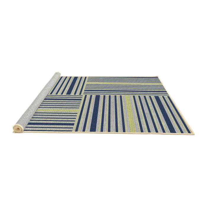 Serging Thickness of Machine Washable Transitional Purple Navy Blue Rug, wshpat3496