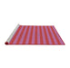 Serging Thickness of Machine Washable Transitional HotPink Rug, wshpat3497