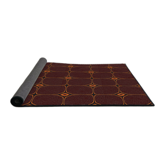 Thickness of Patterned Brown Red Novelty Rug, pat350