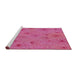 Serging Thickness of Machine Washable Transitional HotPink Rug, wshpat3503