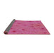 Thickness of Patterned Hot Pink Novelty Rug, pat3503