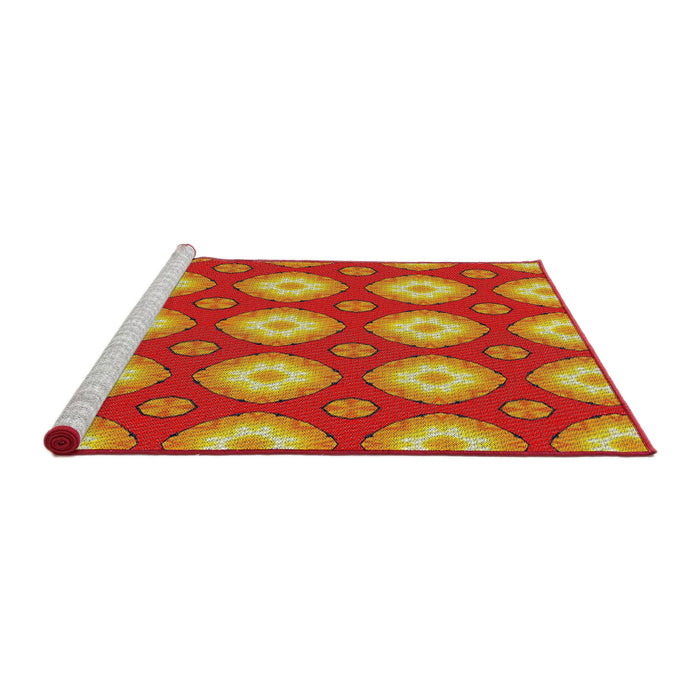 Serging Thickness of Machine Washable Transitional Red Rug, wshpat3505