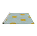 Serging Thickness of Machine Washable Transitional Pale Blue Lily Blue Rug, wshpat3506