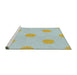 Serging Thickness of Machine Washable Transitional Pale Blue Lily Blue Rug, wshpat3507