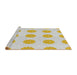 Serging Thickness of Machine Washable Transitional Yellow Beige Rug, wshpat3508