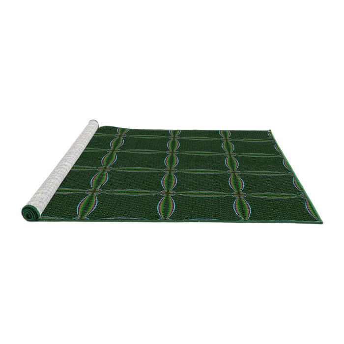 Serging Thickness of Machine Washable Transitional Green Rug, wshpat351