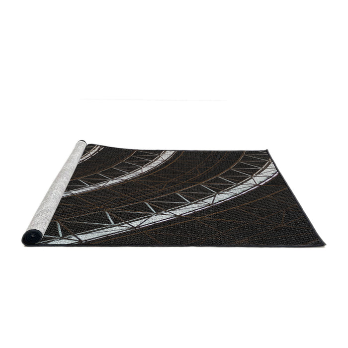 Serging Thickness of Machine Washable Transitional Black Rug, wshpat3511