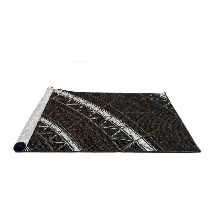 Serging Thickness of Machine Washable Transitional Black Rug, wshpat3512