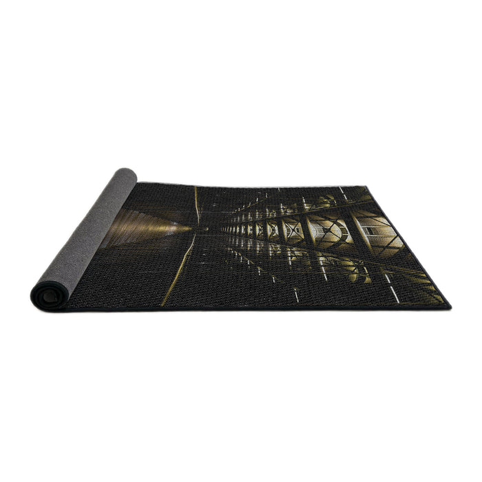 Thickness of Patterned Black Novelty Rug, pat3513