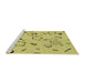 Serging Thickness of Machine Washable Transitional Neon Yellow Rug, wshpat3515