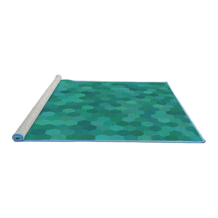 Serging Thickness of Machine Washable Transitional DarkTurquoise Green Rug, wshpat3516