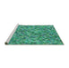 Serging Thickness of Machine Washable Transitional Lime Mint Green Rug, wshpat3517