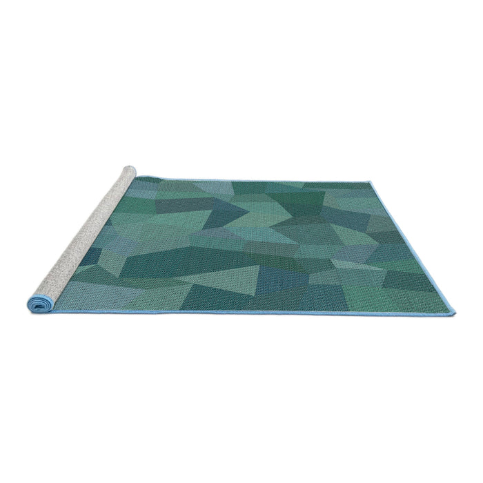 Serging Thickness of Machine Washable Transitional Medium Teal Green Rug, wshpat3519
