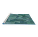 Serging Thickness of Machine Washable Transitional Medium Teal Green Rug, wshpat3519