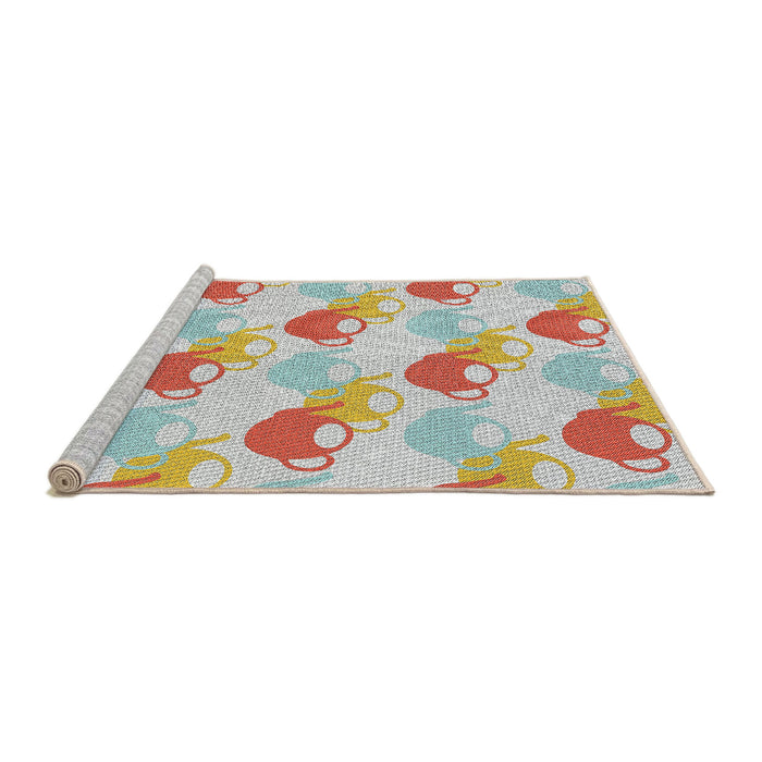 Serging Thickness of Machine Washable Transitional Orange Salmon Pink Rug, wshpat3520