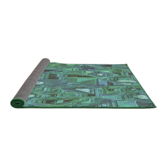 Thickness of Patterned Deep-Sea Green Novelty Rug, pat3521